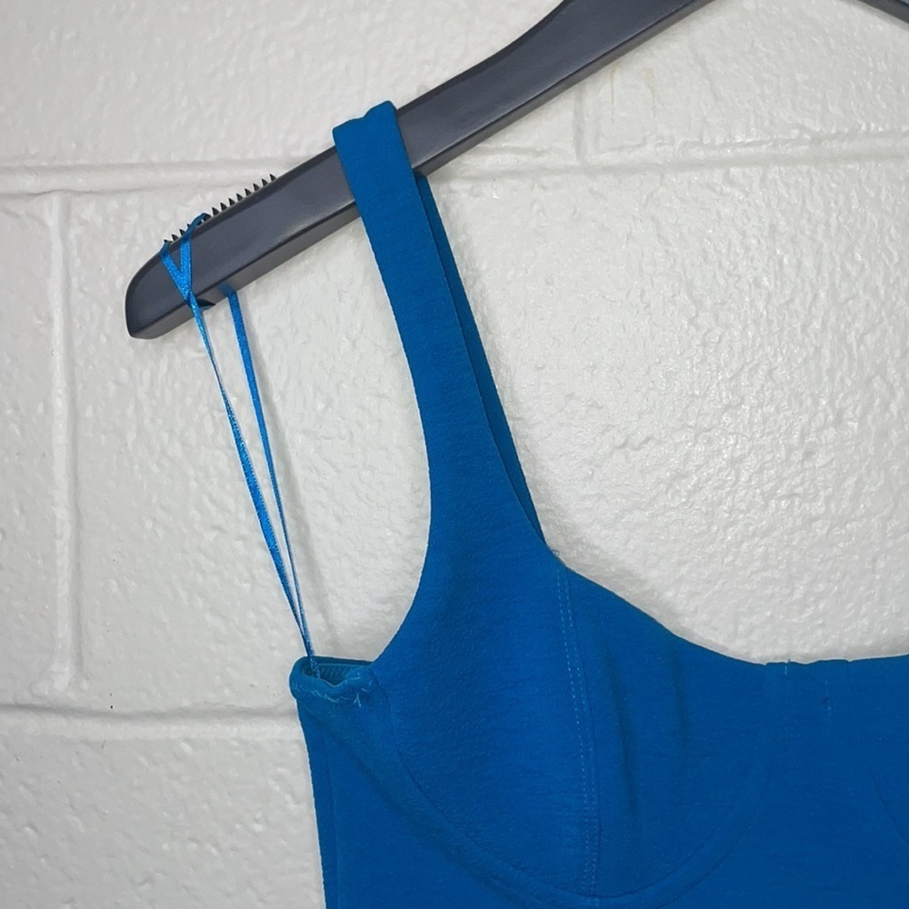 NWT Zara Electric Blue Corset Stitch Bodycon Mini Dress Size Small - Picture 7 of 12